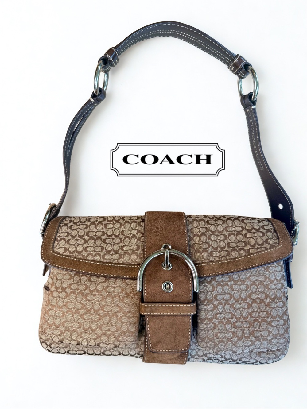 Vintage Y2K COACH Soho Signature Canvas & Suede Shoulder Bag 1463